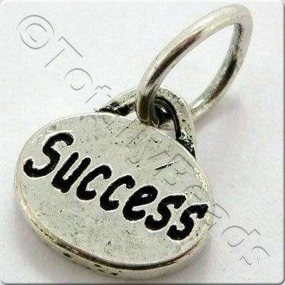 Tibetan Silver Message Tag/Charm - Success 5pcs