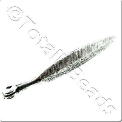 Tibetan Silver Charm - Bamboo Leaf 55mm 4pcs