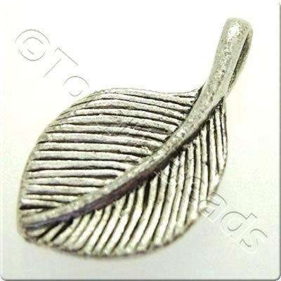 Tibetan Silver Charm - Curved Leaf 5pcs