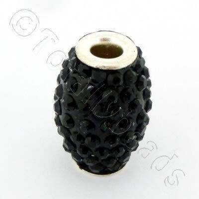 Shamballa Rice Bead - 20x14mm - Jet Black
