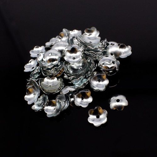 Iron Beadcap 8mm 6 Petel Rhodium 100pcs for jewellery making