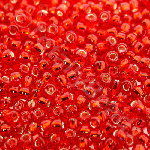 Toho Size 8 Seed Beads 10g - Silver Lined Siam Ruby