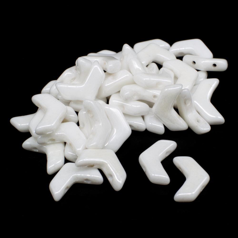 4x10mm Czech glass Rulla beads lus. alabaster — two-hole beads for jewelry making and bead weaving