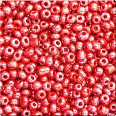 Seed Beads Opaque Luster Red - Size 8 100g