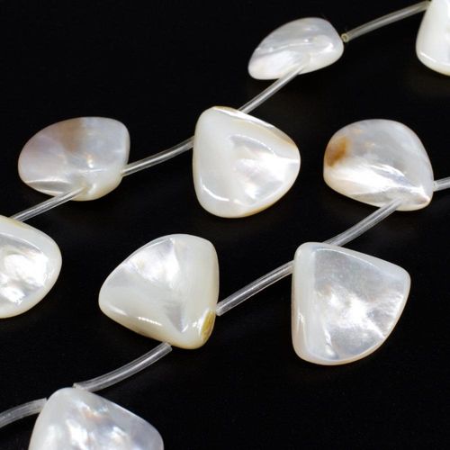 Mother of Pearl Triangle Drop Beads 12 16mm White 15" string for jewellery making