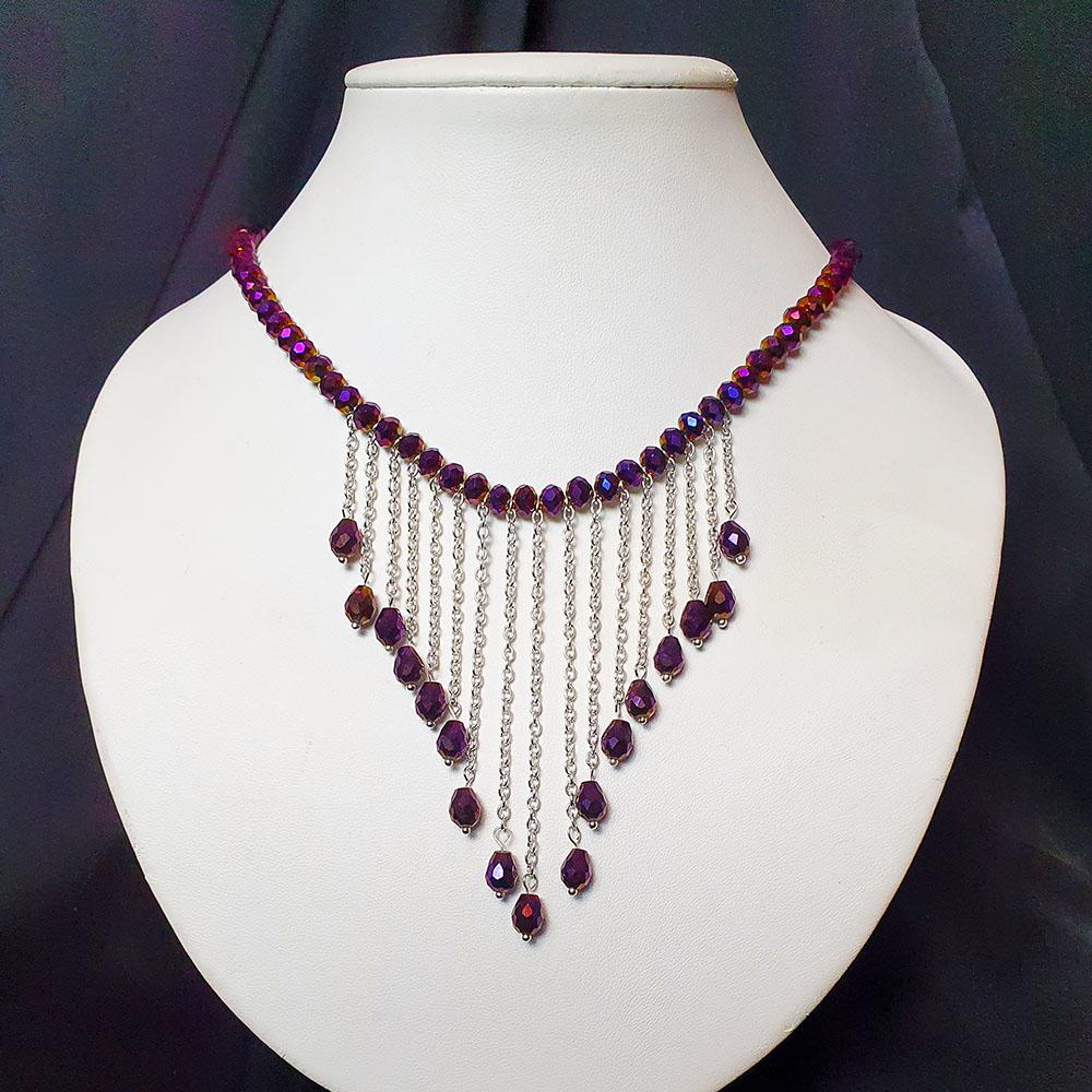 Marie Necklace purple iris necklace making kit — DIY set with beads and instructions for creating handmade jewelry