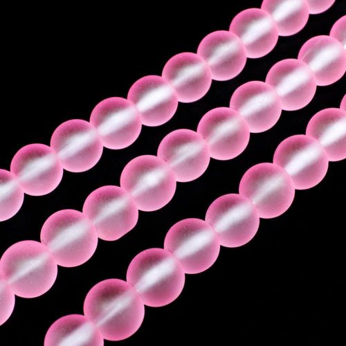 Glass Frosted Beads 8mm Round Pink for jewellery making