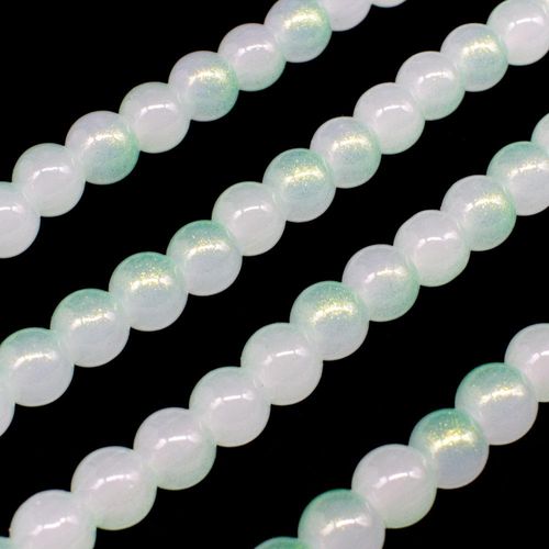 Glass Jade Glitter Beads 6mm Round Lime for jewellery making