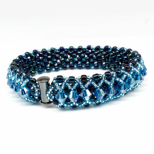 Crystal Lattice Bracelet aqua nebula bracelet making kit — DIY set with beads and instructions for creating handmade jewelry