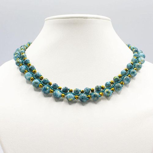 Savannah Jewellery Set golden teal jewelry making kit — DIY set with beads and instructions for creating handmade jewelry