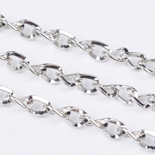 Chain Rhodium Plated Twist Flat Oval 5x4mm 1 metre for jewellery making