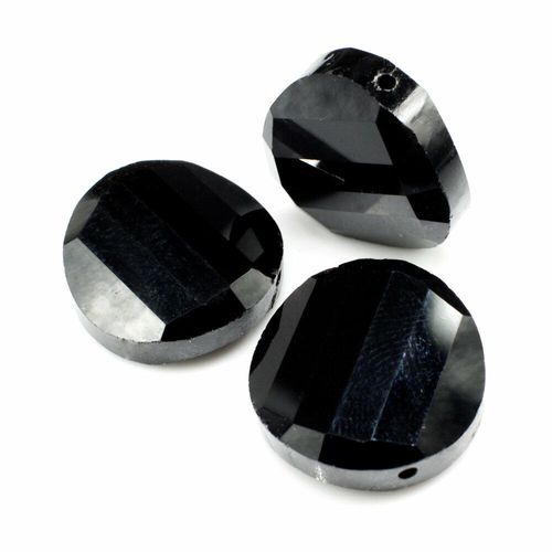 18mm crystal beads jet black, pack of 6 — faceted for jewelry making and beadwork