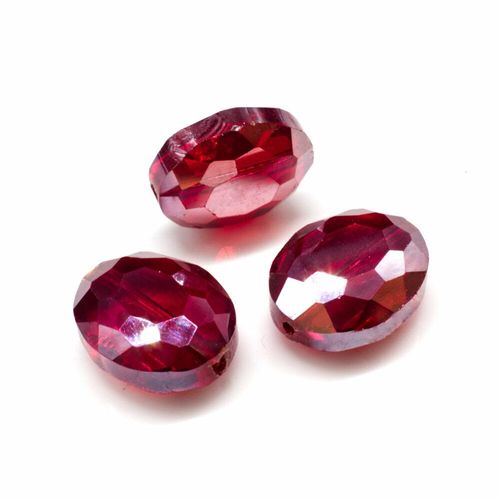 16mm crystal beads red shimmer, pack of 8 — faceted for jewelry making and beadwork