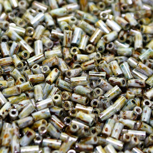 Toho 3mm Bugle Seed Beads 5g - HYBRID Opq Lust Trans Green