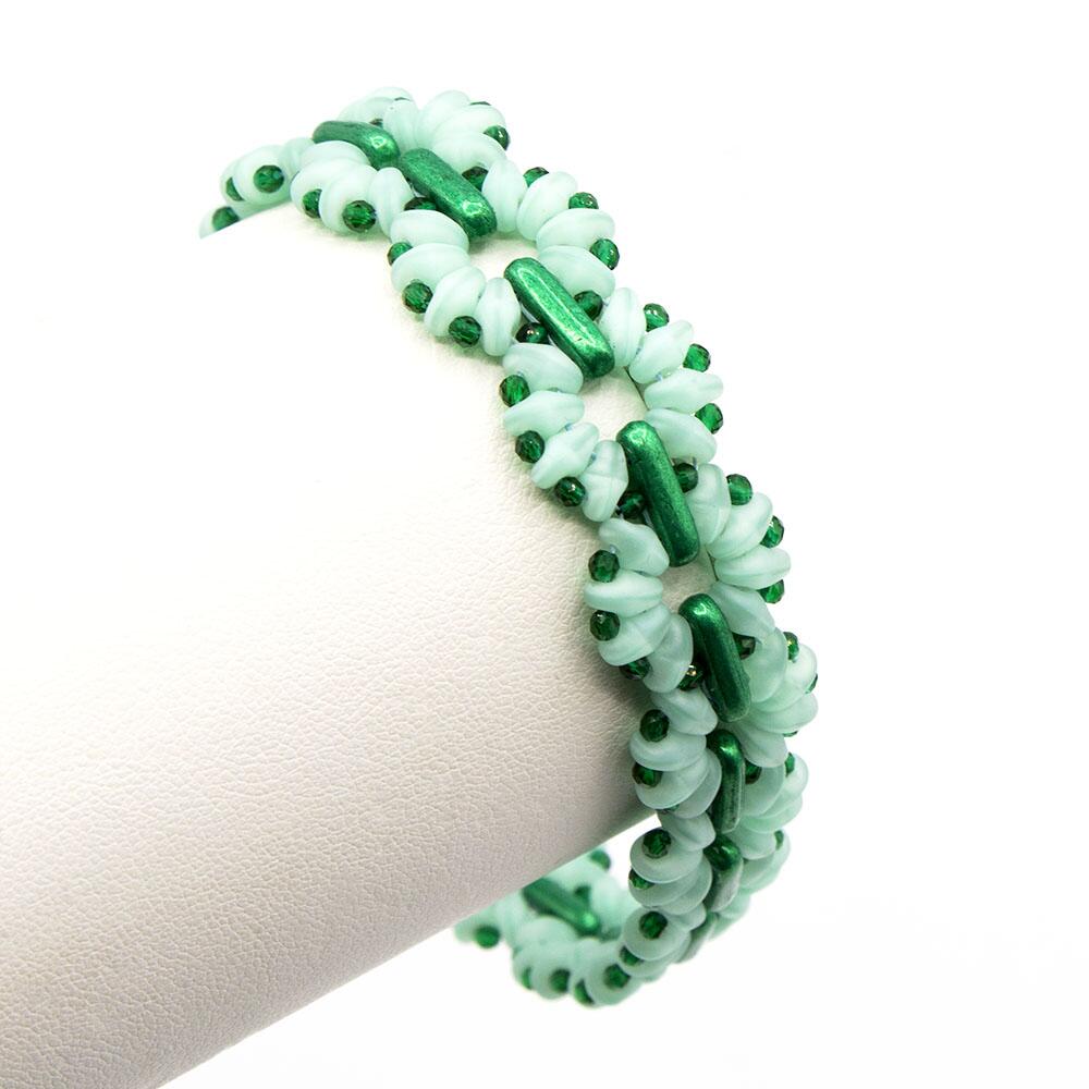 Marguerite Bracelet Makes 2 teal rainbow bracelet making kit — DIY set with beads and instructions for creating handmade jewelry