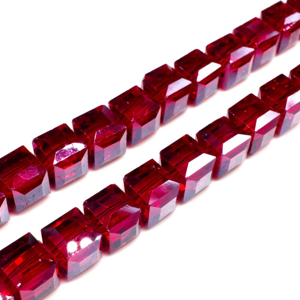 Crystal Faceted Cube 10mm Dark Red Craft Hobby And Jewellery Supplies Totally Beads 8549