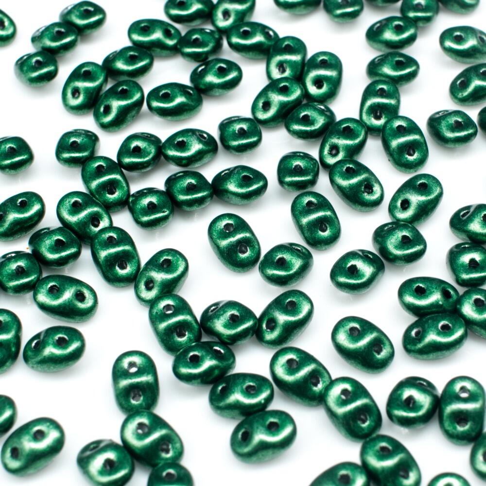 10g Czech glass Rulla beads sat. met. martini olive — two-hole beads for jewelry making and bead weaving