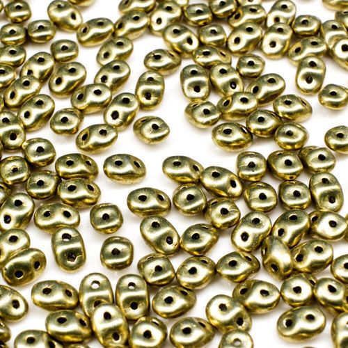 10g Czech glass Rulla beads sat. met. limelight — two-hole beads for jewelry making and bead weaving