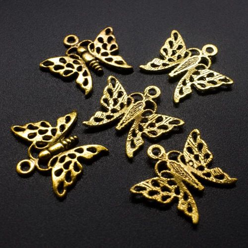 Antique Gold Metal Charm Butterfly 20mm 10pcs for jewellery making