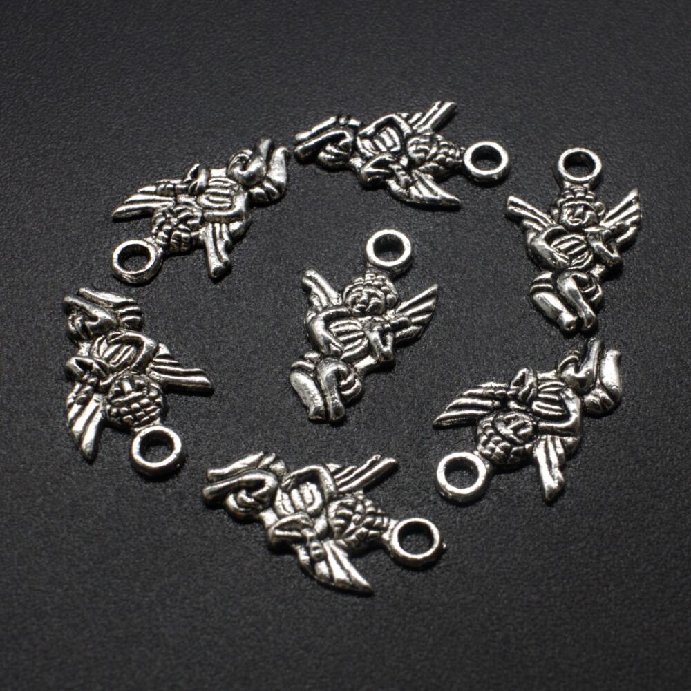 Antique Silver Metal Charm Angel 17mm 12pcs for jewellery making