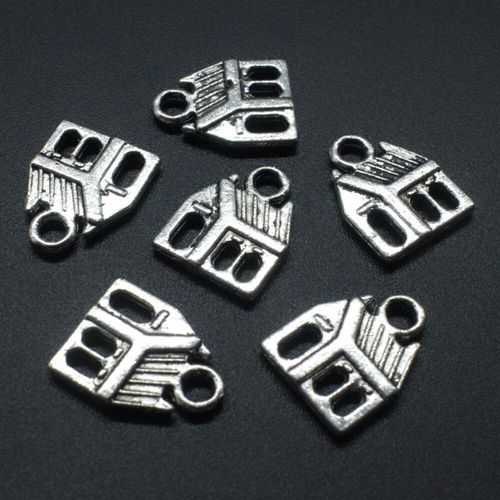 Antique Silver Metal Charm Church 13mm 10pcs for jewellery making