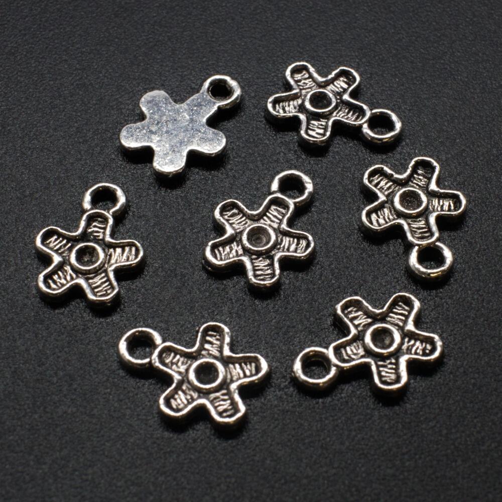 Antique Silver Metal Charm 5 Point Flower 9mm 20pcs for jewellery making