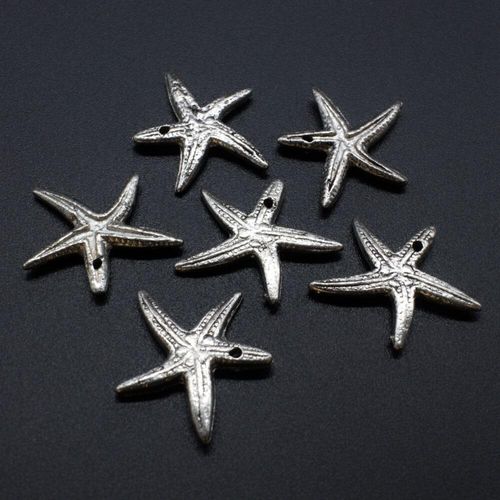 Antique Silver Metal Charm Starfish 23mm 8pc 8 Pieces for jewellery making