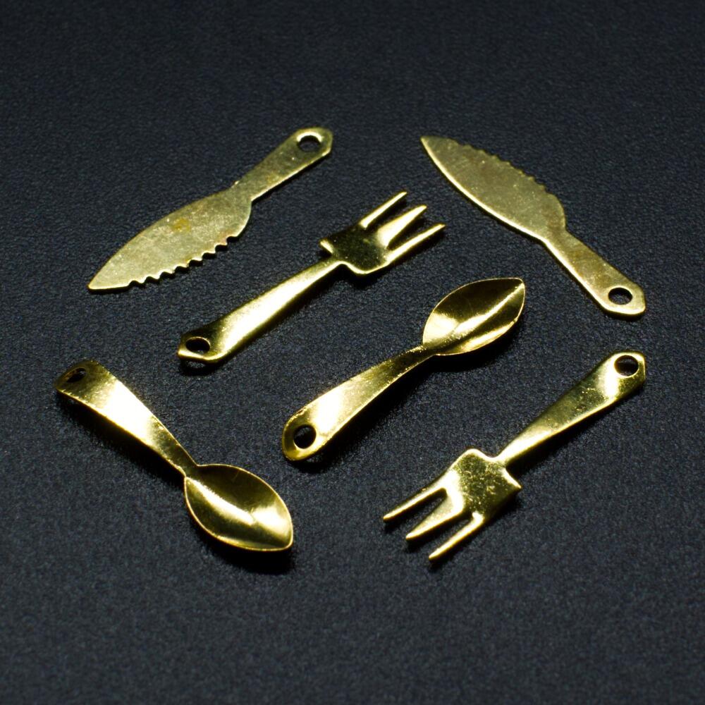 Iron Gold Charm Cutlery Set 20mm 75pcs for jewellery making