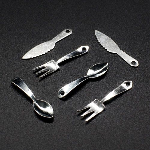 Iron Silver Charm Cutlery Set 20mm 75pcs for jewellery making
