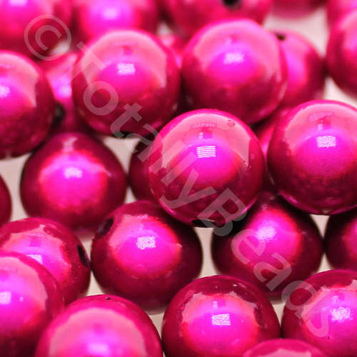 16mm Miracle acrylic round beads 16mm round fuchsia 10pcs — pack of 10, reflective 3D-effect beads ideal for jewelry making, crafts, and…