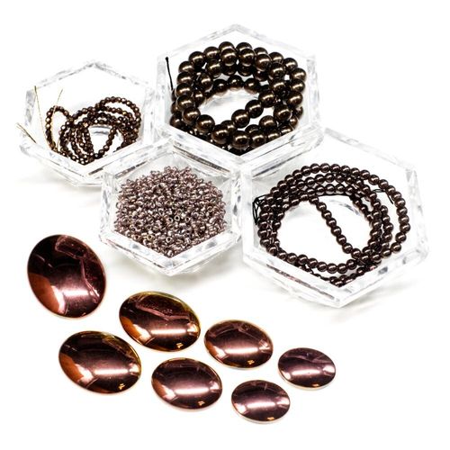 BC 2023 WK 18: Beaded Cabochon Coffee Bronze 5mm for jewellery making