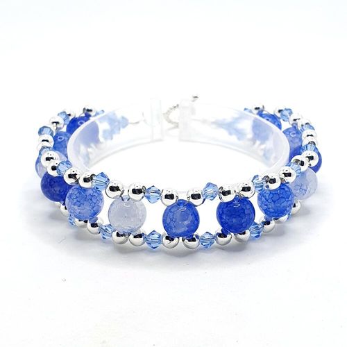 Cracked Earth 3 Bracelets ocean blue bracelet making kit — DIY set with beads and instructions for creating handmade jewelry