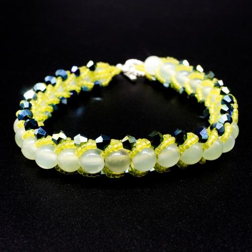 Gemstone Flat Spiral Bracelet Makes 2 xinshan jade bracelet making kit — DIY set with beads and instructions for creating handmade jewelry