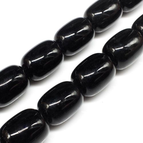 Glass Beads 16mm Drum Black 14" String for jewellery making
