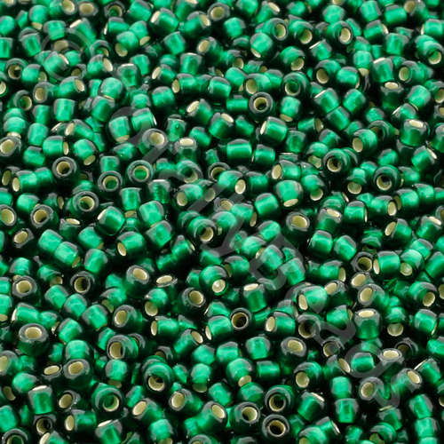 Toho Size 11 Seed Beads 10g - Silver Lined Frosted Green Emeral