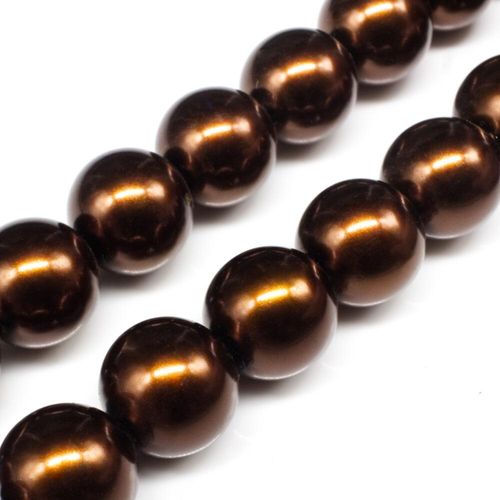 Glass Pearl Round Beads 16mm Bronze for jewellery making
