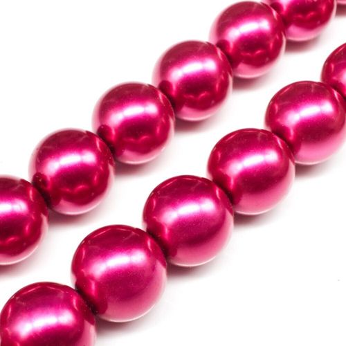 Glass Pearl Round Beads 16mm Light Pink Magenta for jewellery making