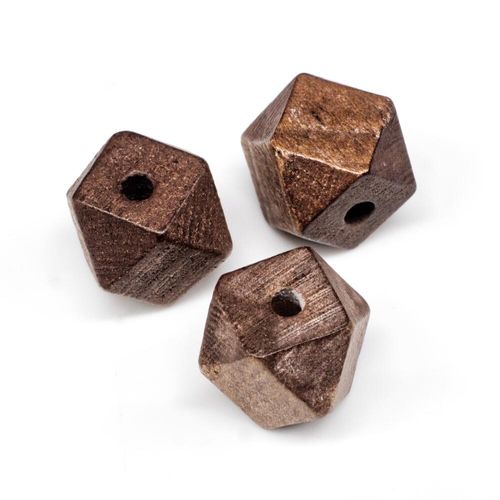 Wooden Bead Facet Cube 14mm Brown 10pcs for jewellery making