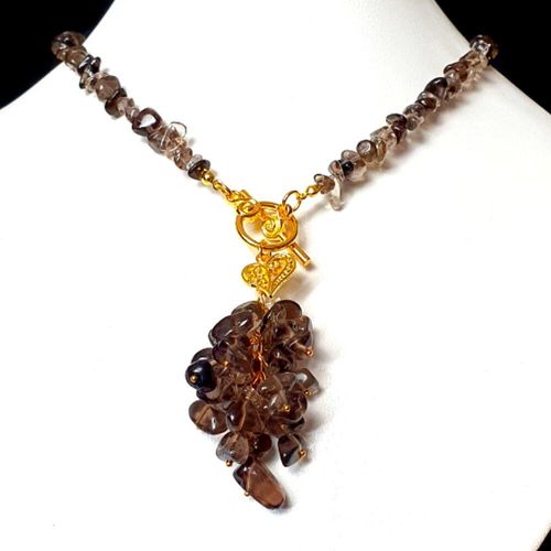 Talia Gemstone Chips Necklace Smokey Quartz necklace making kit — DIY set with beads and instructions for creating handmade jewelry