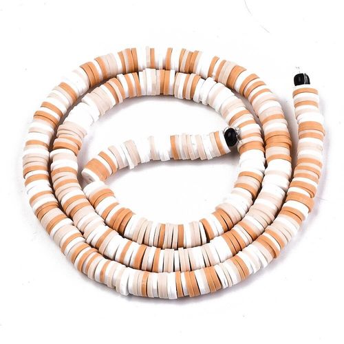 Fimo Heishi Disc Beads 6mm Beige 16" String for jewellery making