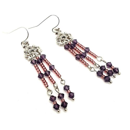 Amanda Crystal Earrings 4 Pairs amethyst earring making kit — DIY set with beads and instructions for creating handmade jewelry
