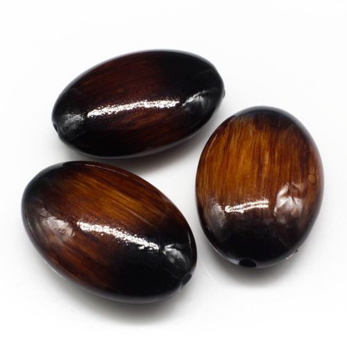 Acrylic Colourful Brush Oval Beads 27mm 8pcs Brown for jewellery making