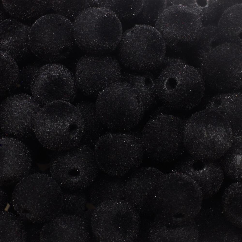 Acrylic Felted Beads Round 9mm 30pcs Black for jewellery making