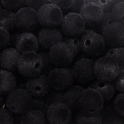 Acrylic Felted Beads Round 9mm 30pcs Black for jewellery making