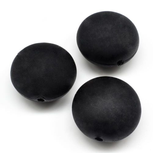 Acrylic Matt Beads Disc 17mm 12pcs Black for jewellery making
