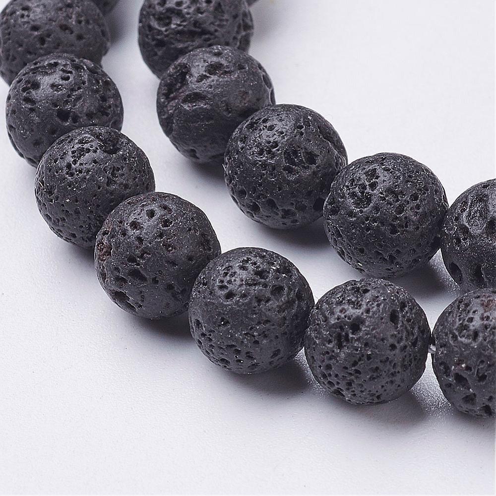 68-74pcs total 2 Strands Adabele Natural Black Volcanic Lava Rock Healing Gemstone 10mm Round Loose Stone Beads for Jewelry Craft Making GY18-10 