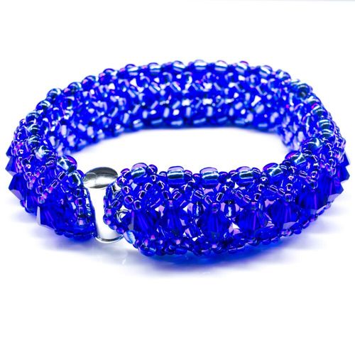 Crystal Lattice Bracelet sapphire blue bracelet making kit — DIY set with beads and instructions for creating handmade jewelry
