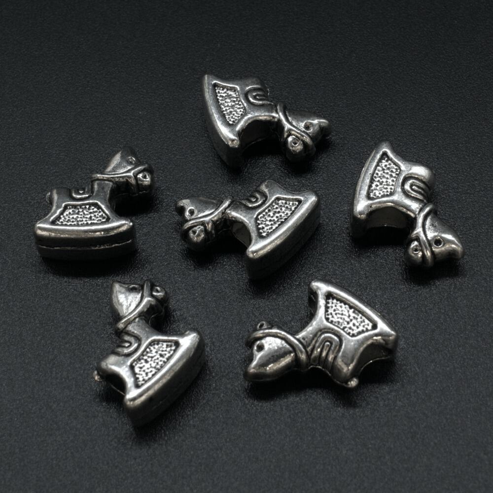 Ant. Silver Charm Bead Rocking Horse 15mm Large Hole 1pc for jewellery making