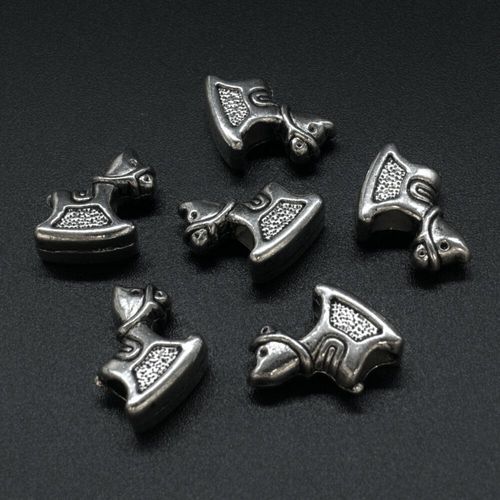 Ant. Silver Charm Bead Rocking Horse 15mm Large Hole 1pc for jewellery making