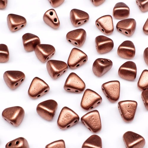 Czech glass Rulla beads bit czech glass beads 30pcs - matte metallic copper — two-hole beads for jewelry making and bead weaving